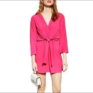 Topshop Tiffany Knot Mini Dress - Pink